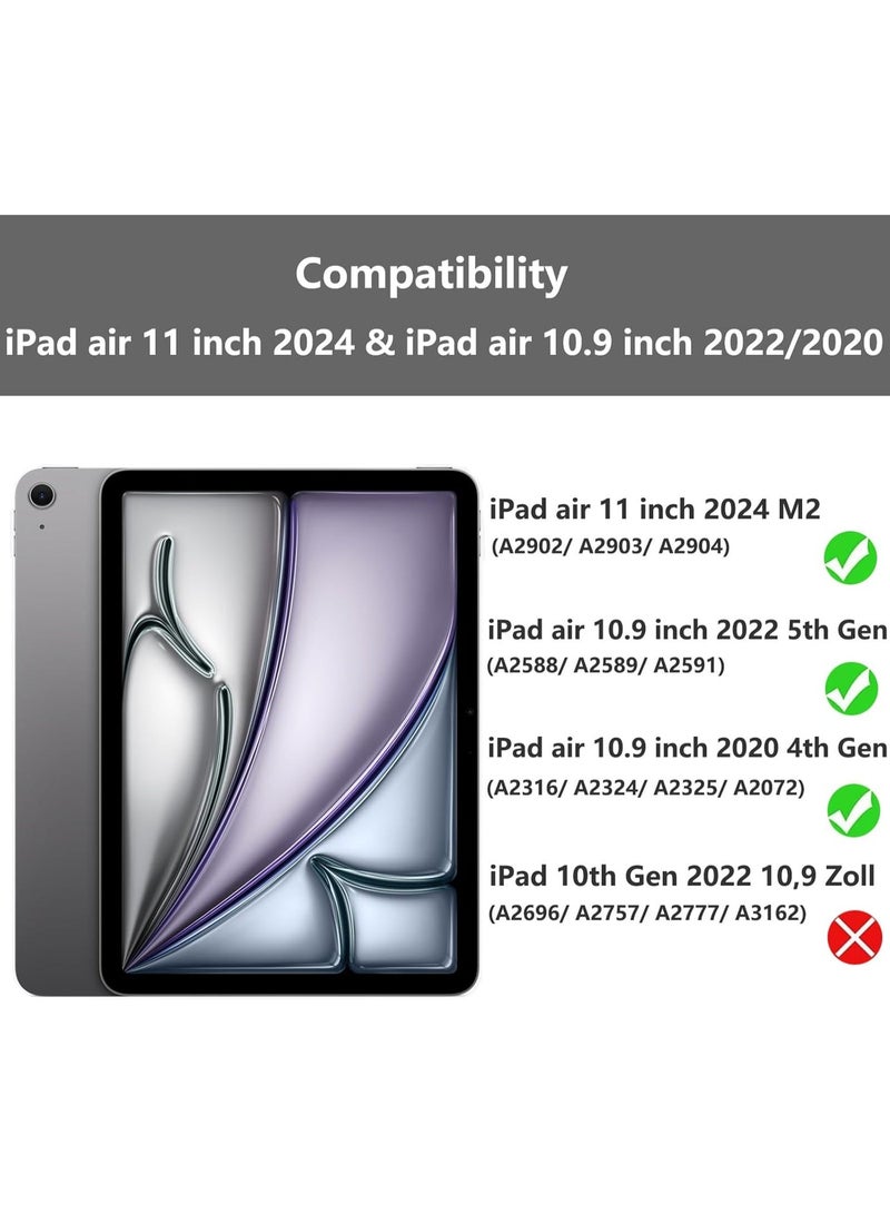 جراب لجهاز iPad Air مقاس 11 بوصة (2025 M3/2024 M2/Air 7 6 5 4) (2025/2024/2022/2020) مقاس 10.9 بوصة، مزود بحامل قلم Apple Pencil، وغطاء ذكي، ويدعم شحن قلم Apple Pencil، وخاصية التشغيل/الإيقاف التلقائي. - Image 2